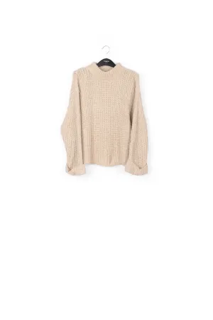 Beige ribbed-knit sweater