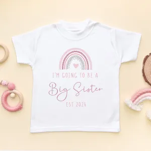 Big Sister Pink Boho Rainbow Personalised Toddler & Kids T Shirt
