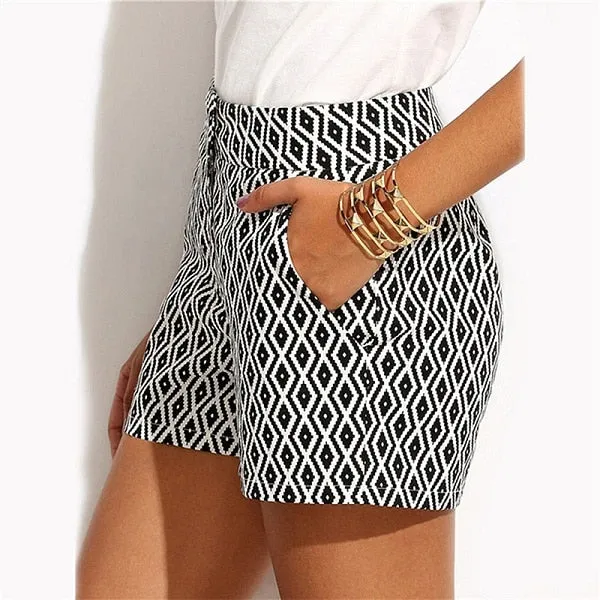 Black and White Mid Shorts