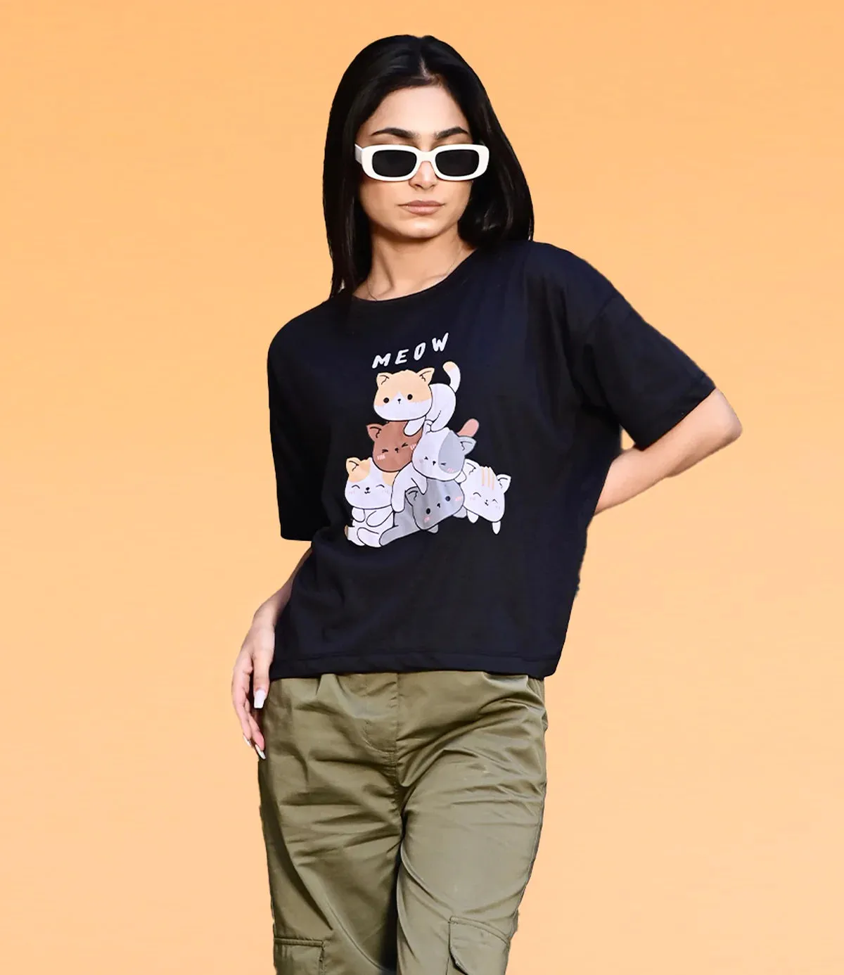 BLACK COTTON TEE-FT