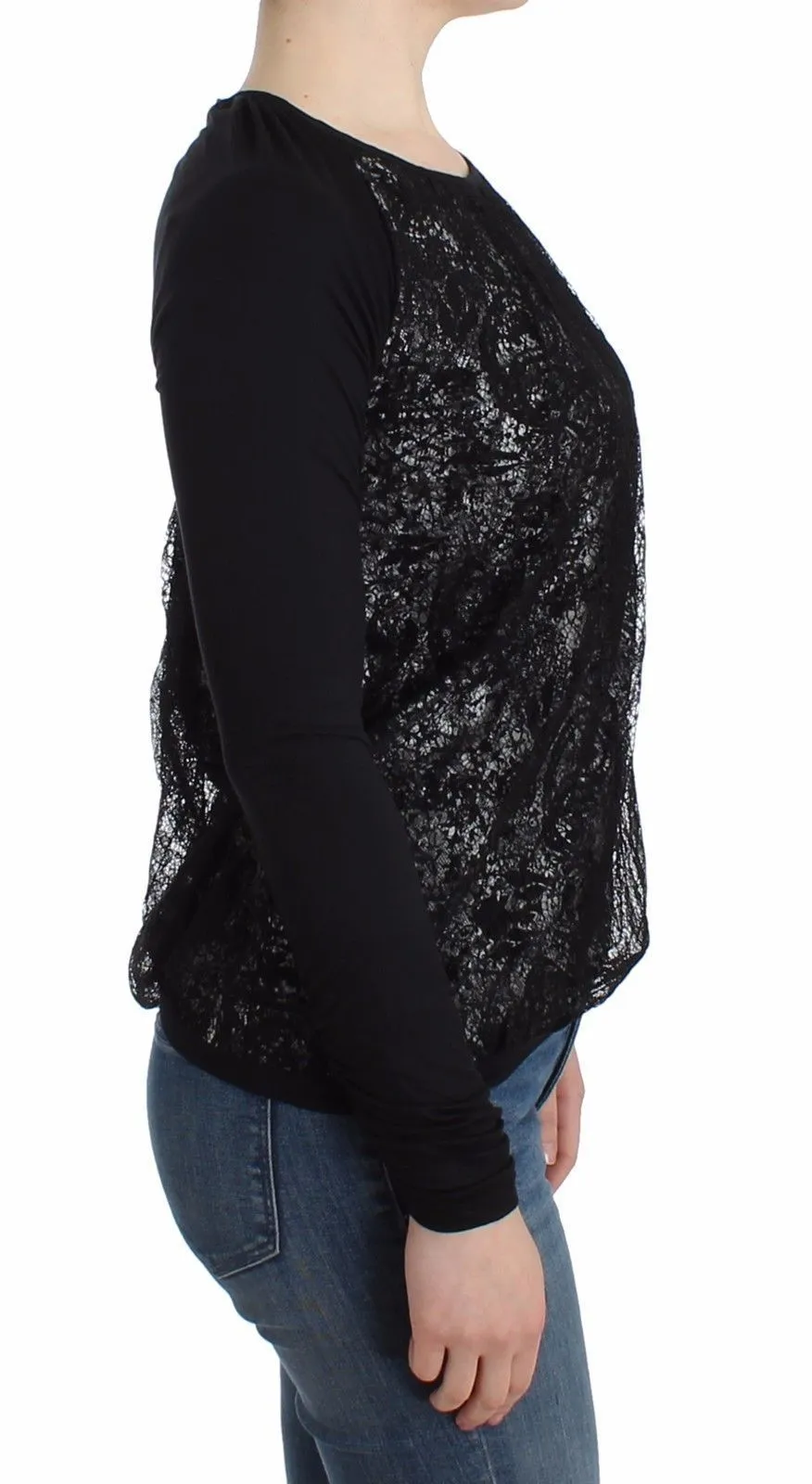 Black Modal Longsleeved Top Jumper Blouse