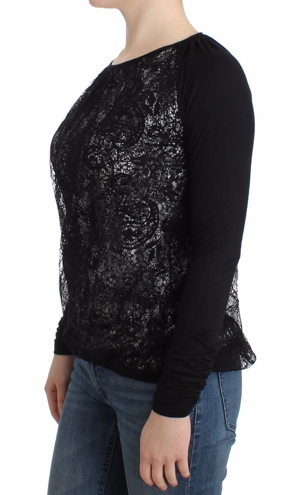 Black Modal Longsleeved Top Jumper Blouse