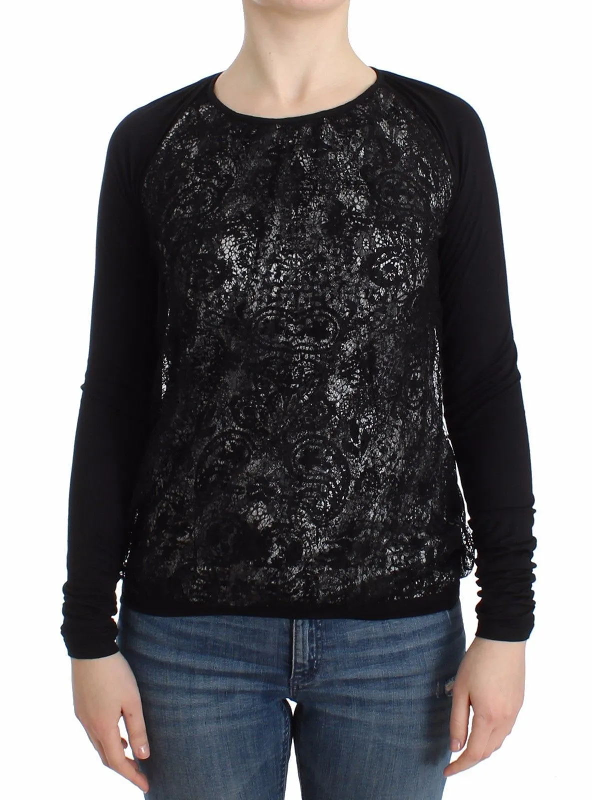 Black Modal Longsleeved Top Jumper Blouse