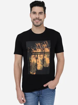 Black Printed Slim Fit T-Shirt | JadeBlue