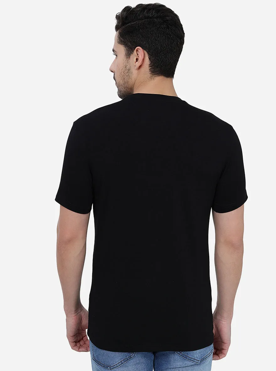 Black Printed Slim Fit T-Shirt | JadeBlue