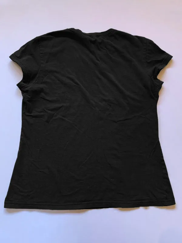 Black vintage T-shirt with hand-printed feather wings