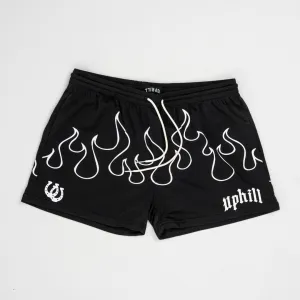 Black/White Flame Mesh Shorts