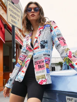 Blazer POP Art de Un Solo Botón - Cherry Vibes