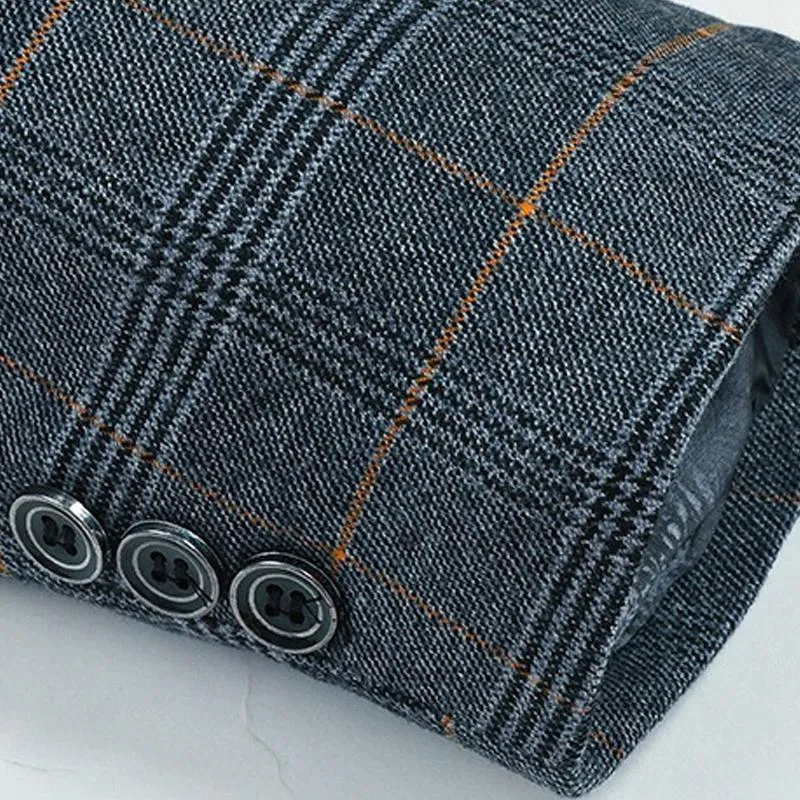 Blazer vintage décontracté à carreaux pour homme