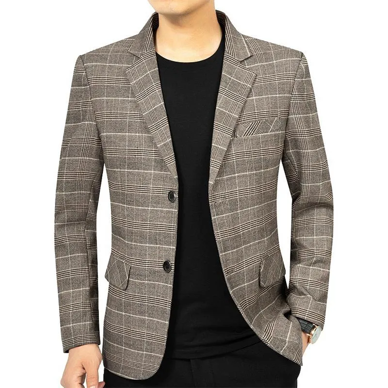 Blazer vintage décontracté à carreaux pour homme