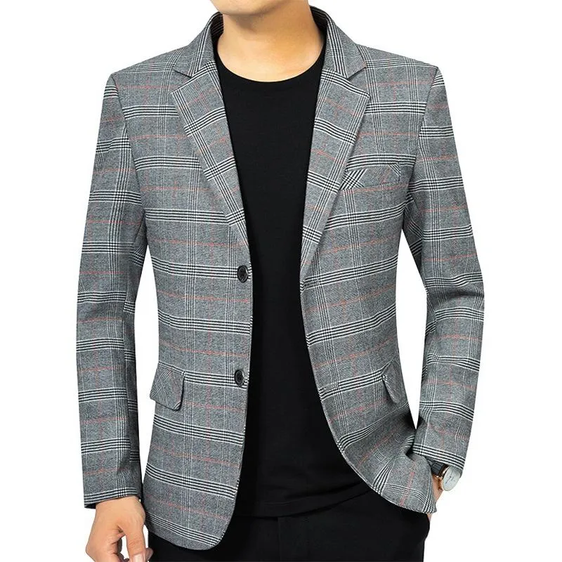 Blazer vintage décontracté à carreaux pour homme