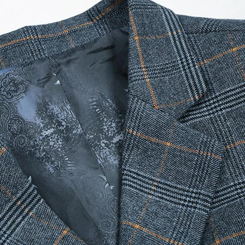 Blazer vintage décontracté à carreaux pour homme