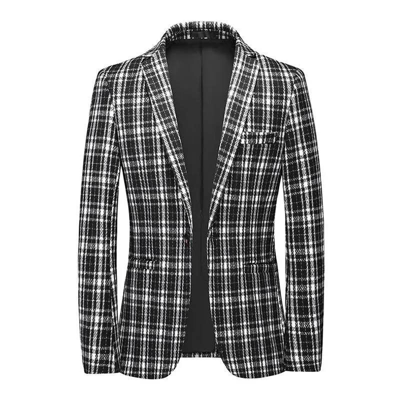 Blazer vintage décontracté à carreaux pour hommes