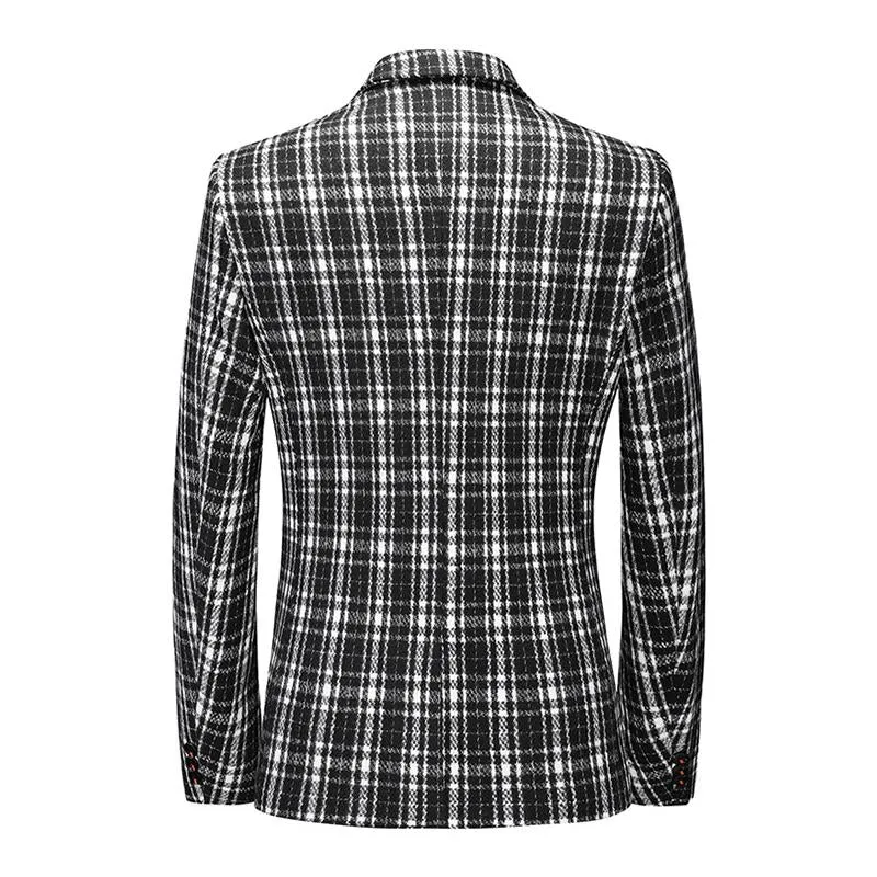 Blazer vintage décontracté à carreaux pour hommes
