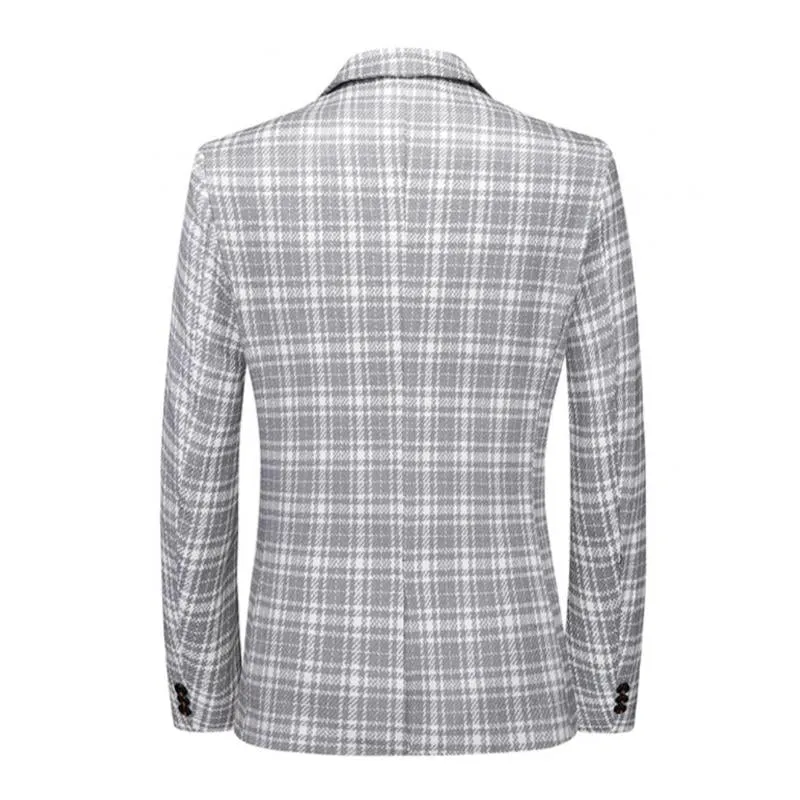 Blazer vintage décontracté à carreaux pour hommes