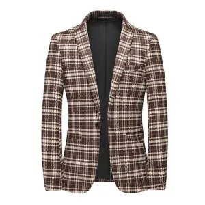 Blazer vintage décontracté à carreaux pour hommes