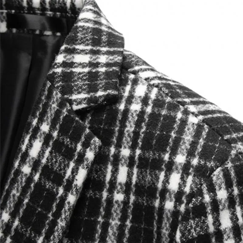 Blazer vintage décontracté à carreaux pour hommes