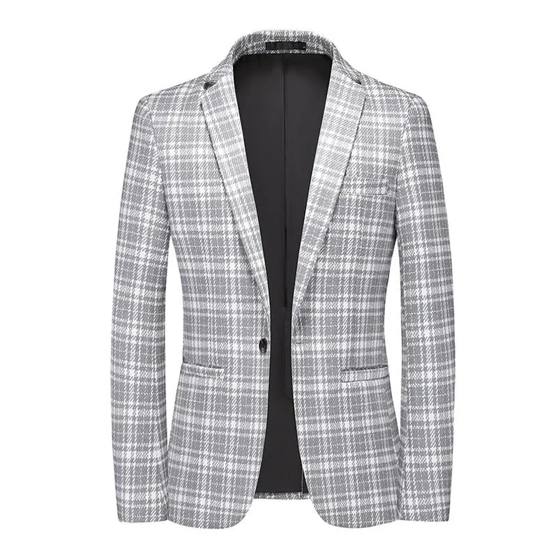 Blazer vintage décontracté à carreaux pour hommes