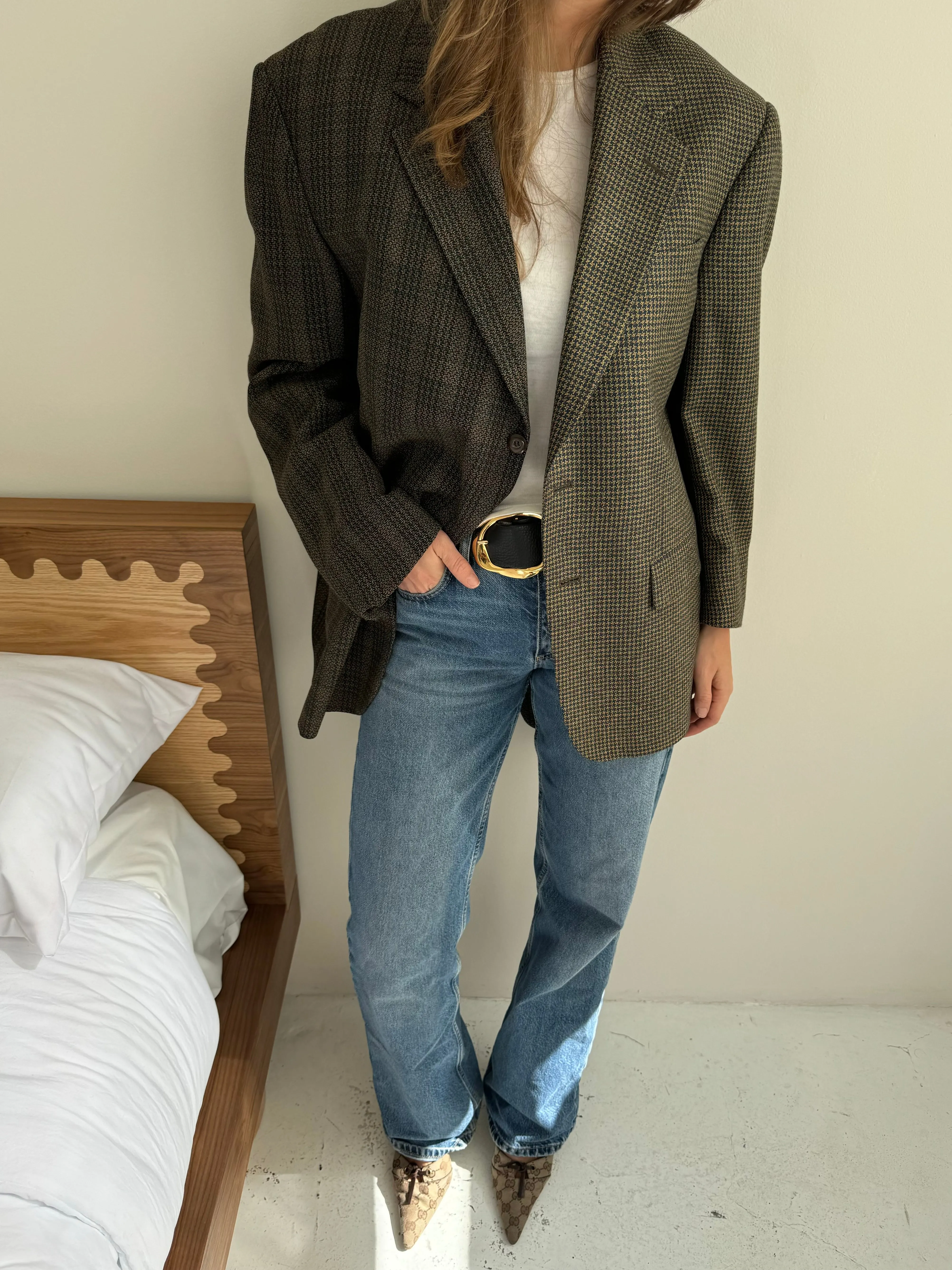 Blue and brown toned contrasted blazer
