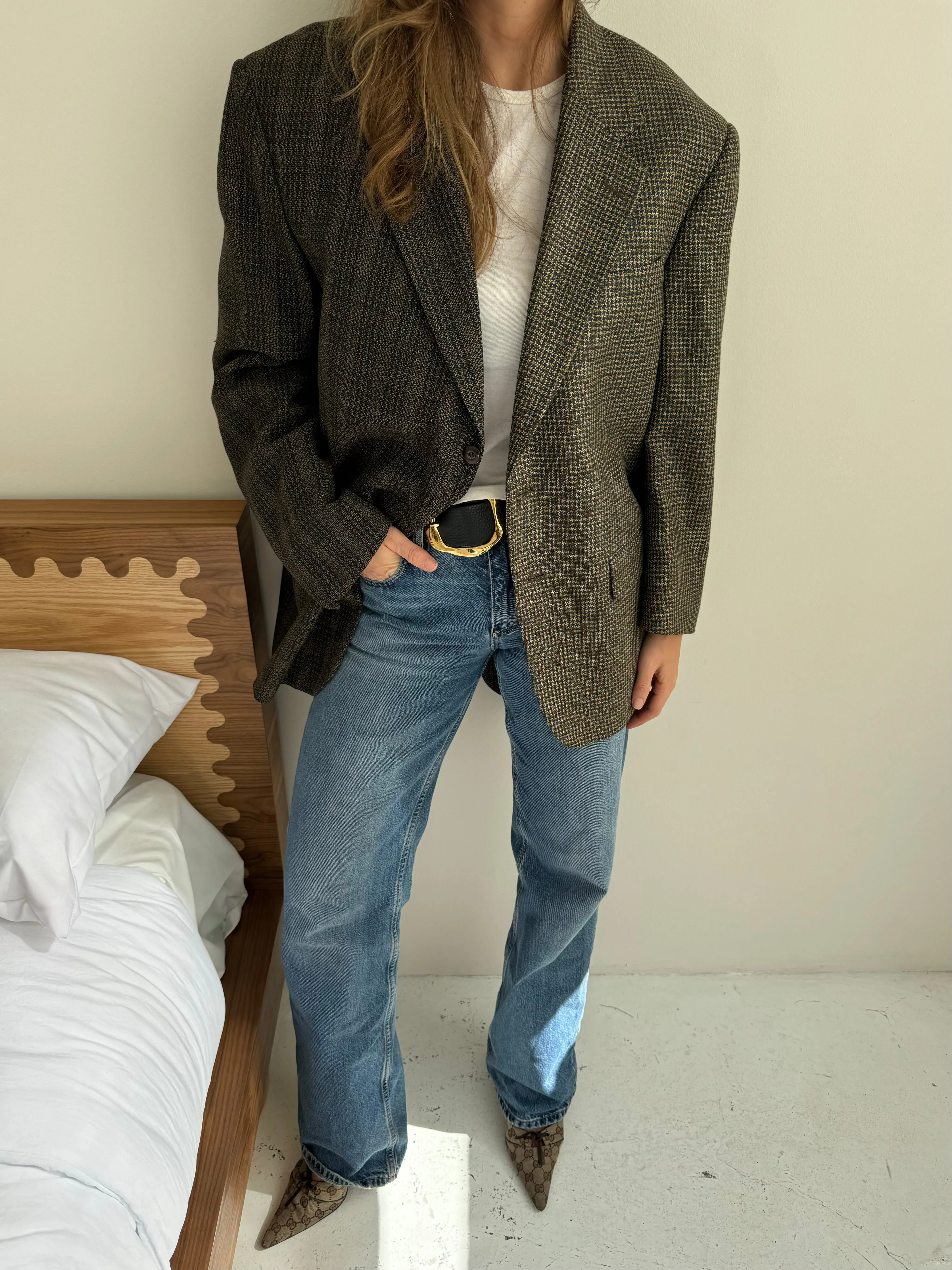 Blue and brown toned contrasted blazer