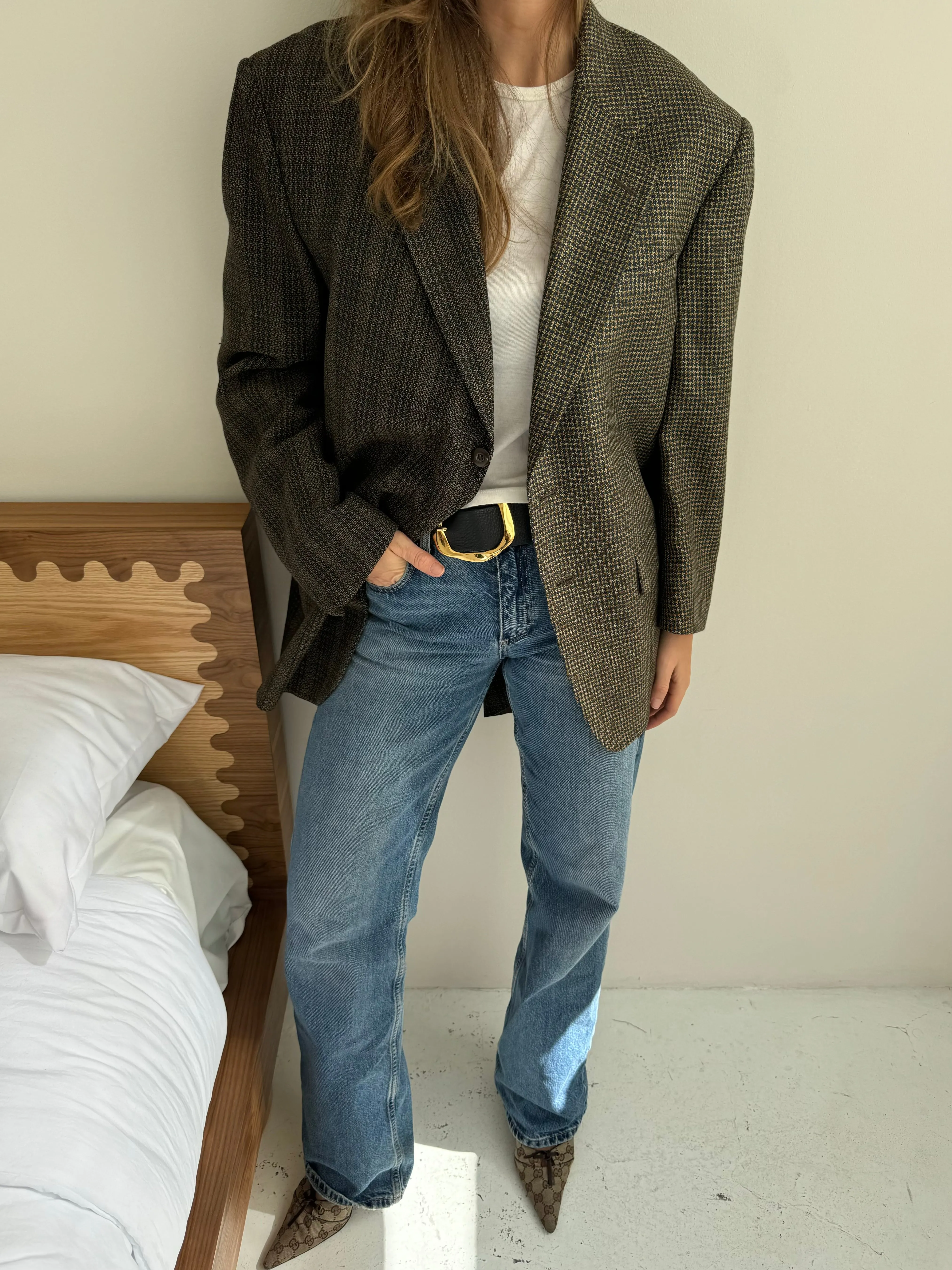 Blue and brown toned contrasted blazer
