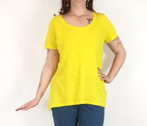 Blue Illusion vibrant yellow cotton top size M