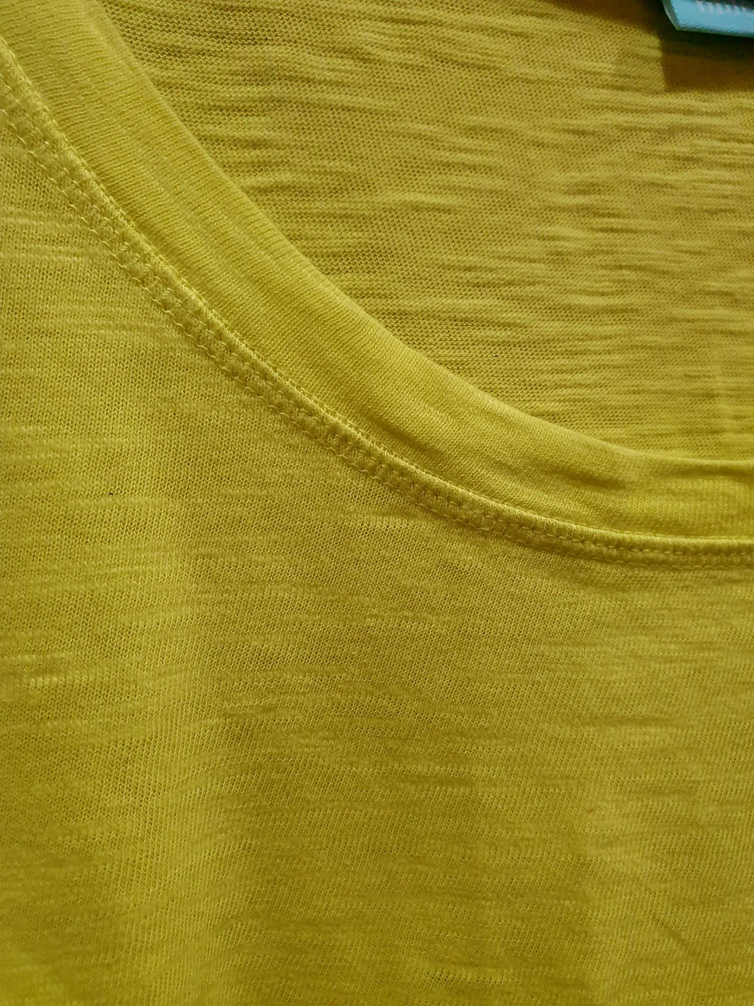 Blue Illusion vibrant yellow cotton top size M