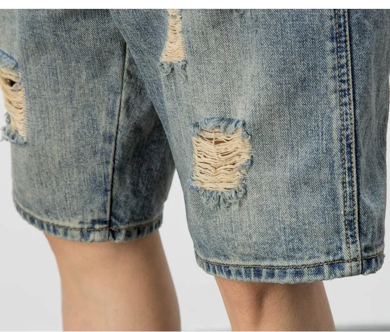 Blue Ripped Denim Shorts