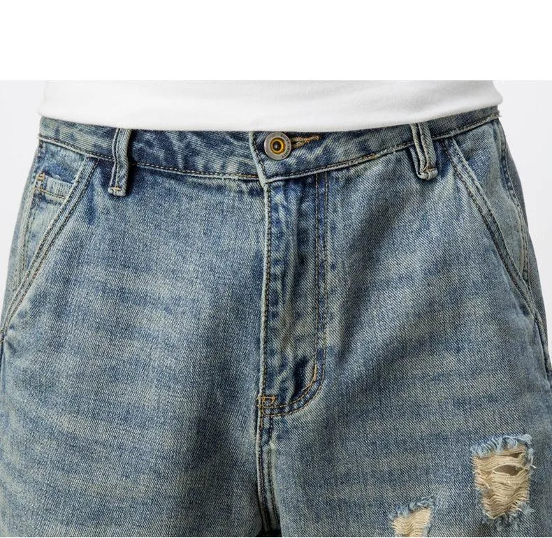 Blue Ripped Denim Shorts