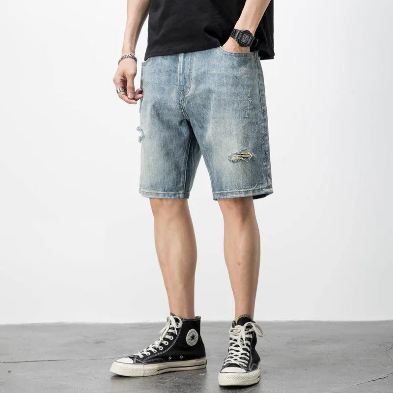 Blue Ripped Denim Shorts
