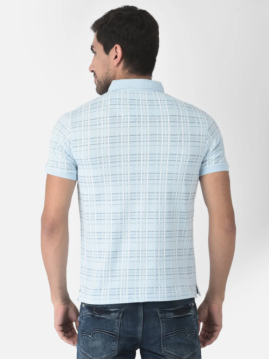 Blue Tartan Checked Polo T-Shirt