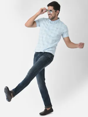 Blue Tartan Checked Polo T-Shirt