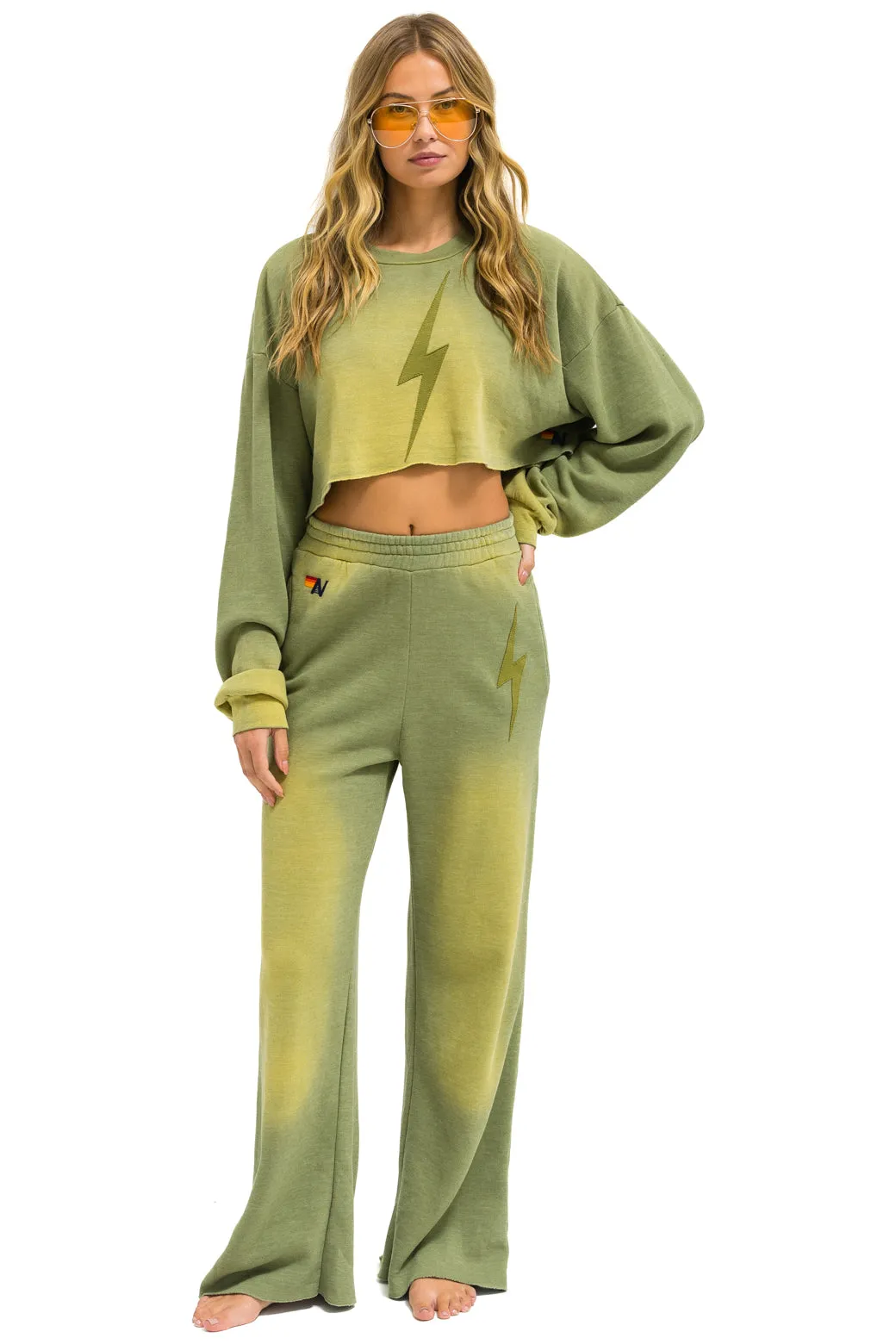 BOLT STITCH CROPPED CREW SWEATSHIRT RELAXED - FADED ARMY