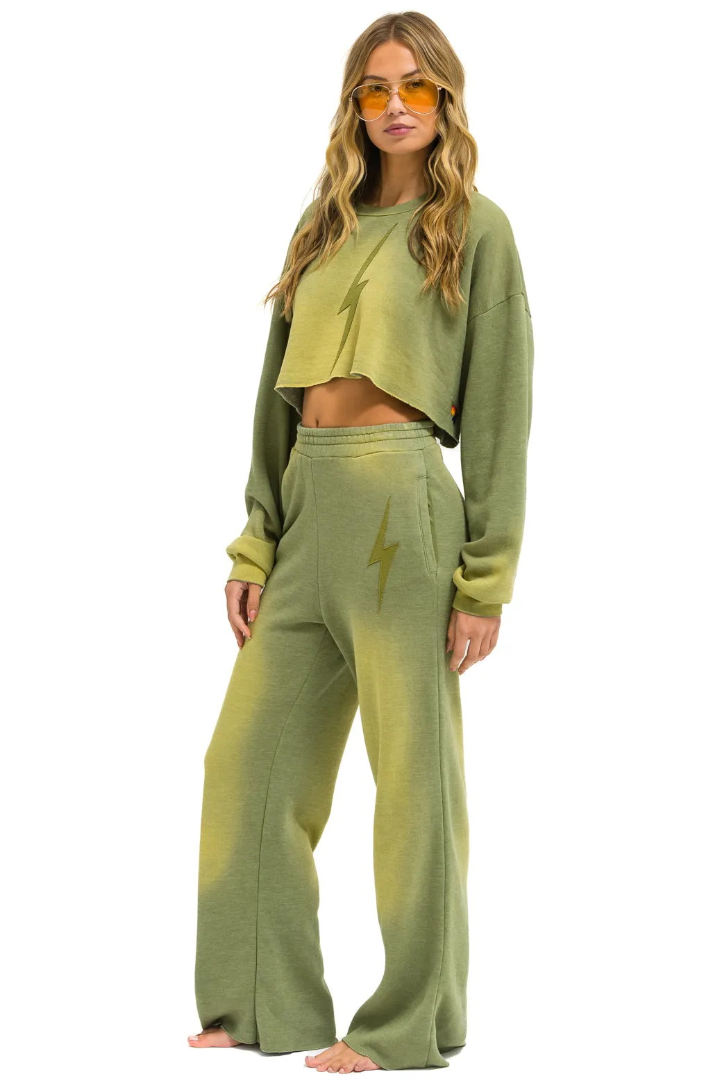 BOLT STITCH CROPPED CREW SWEATSHIRT RELAXED - FADED ARMY