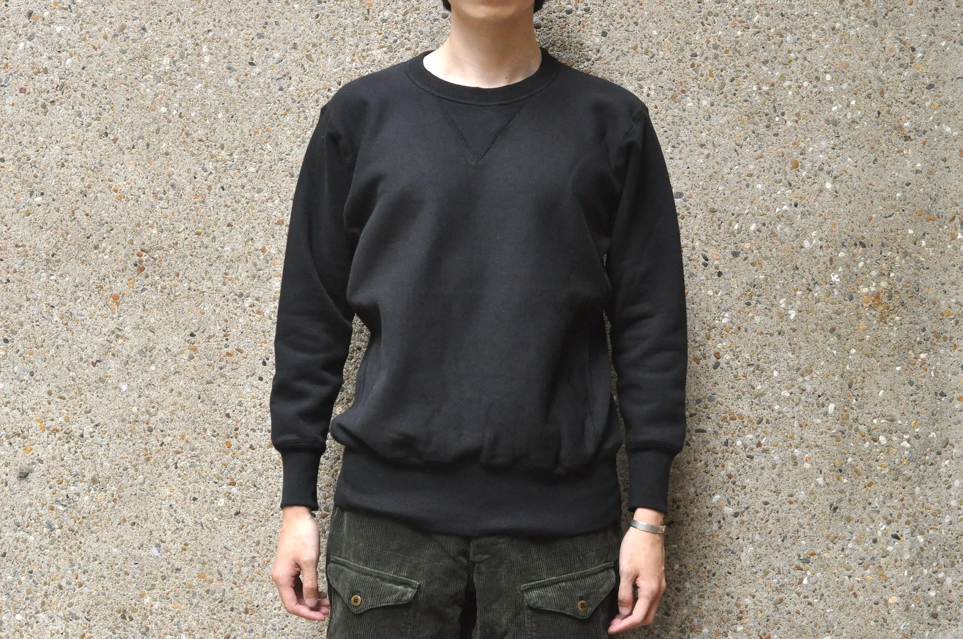BONCOURA Heavyweight "Indigo Stained" Loopwheeled Sweatshirt (Black)