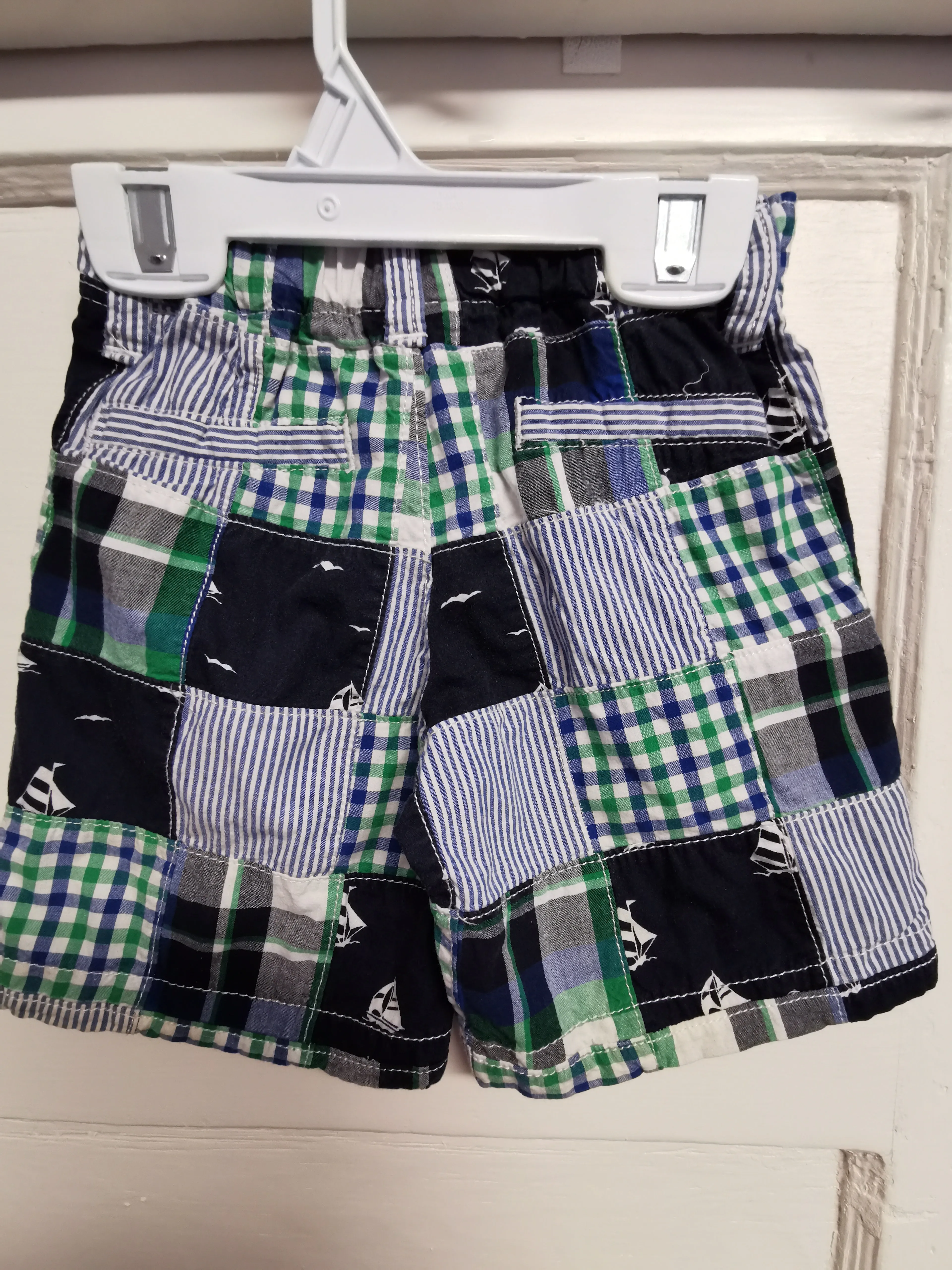BOY SIZE 2 YEARS - GYMBOREE, Prep Fit, Patchwork Shorts EUC B43