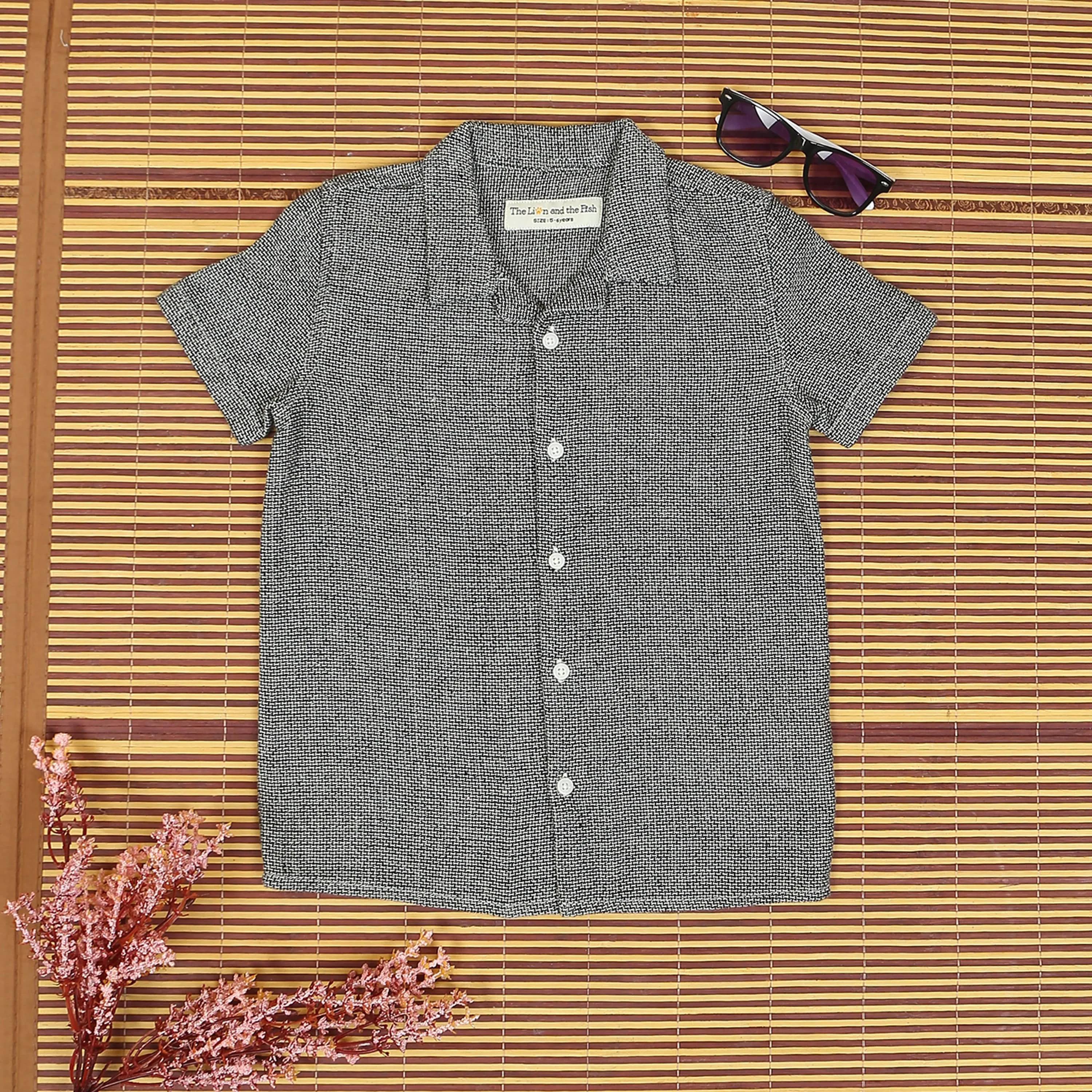 Boys Textured Shirt Silver Grey