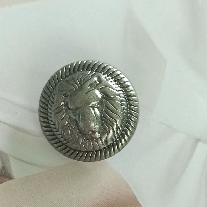 British College Style Lion Head Pattern Vintage Golden Metal Button 10pcs