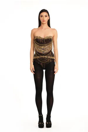 Brocade jewelled corset