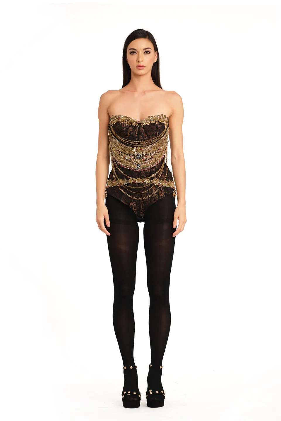 Brocade jewelled corset