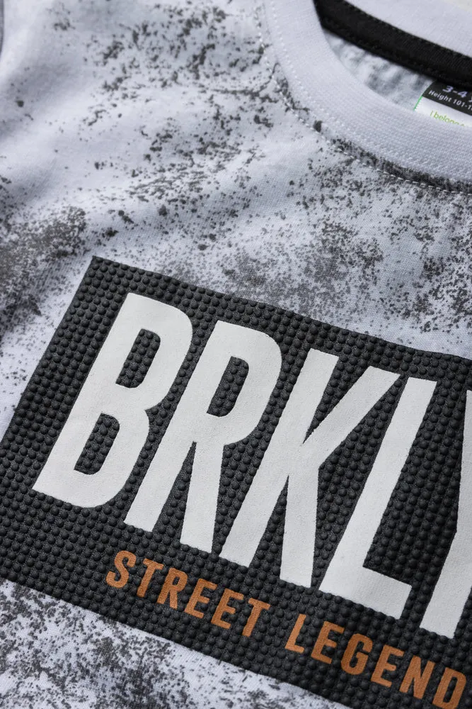 Brooklyn Side Tuxedo Short Sleeve T-Shirt White & Black