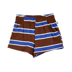 Brown & Blue Stripe Shorts