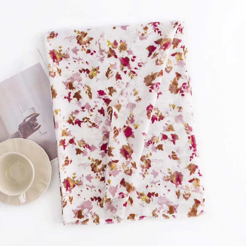 Buddha Stones Tibetan Floral Falling Leaves Print Shawl Fall Winter Cozy Warm Travel Scarf Wrap