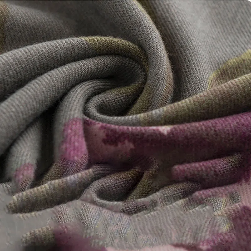 Buddha Stones Tibetan Purple Flowers Print Pattern Design Shawl Fall Winter Warm Travel Scarf Wrap