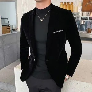 Burgundy Velvet Blazers for Men Fashion Casual Suits