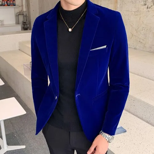 Burgundy Velvet Blazers for Men Fashion Casual Suits