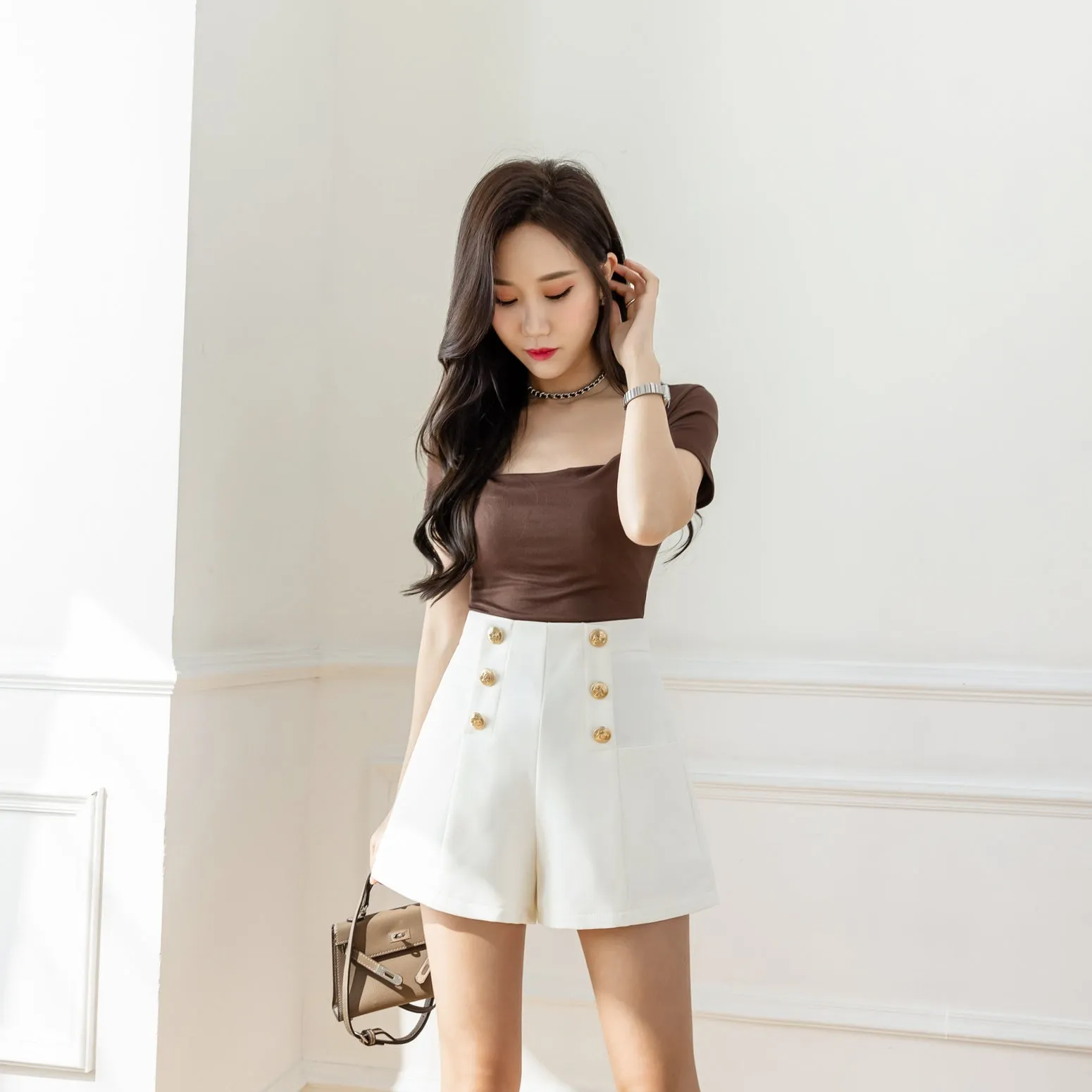 Casual Relaxed Fit A-Line Chino Shorts for Women