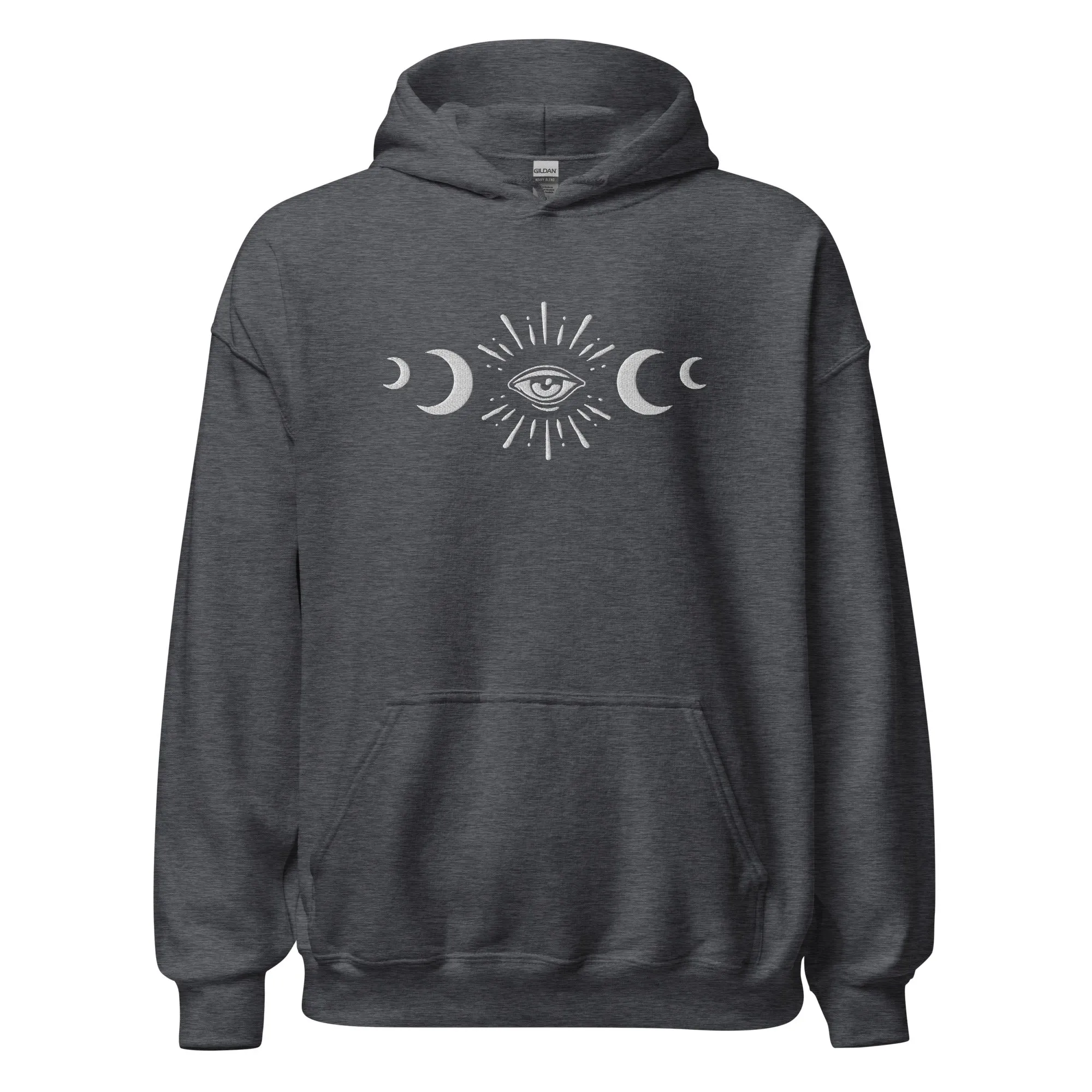 Celestial Eye Moon Phases Embroidered Hoodie