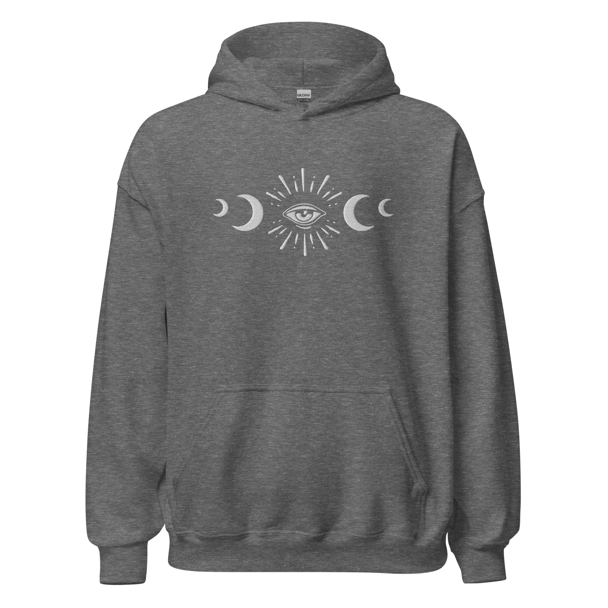 Celestial Eye Moon Phases Embroidered Hoodie