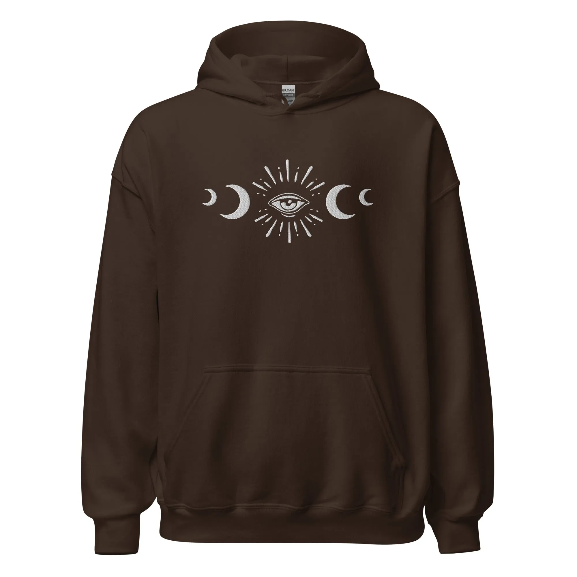 Celestial Eye Moon Phases Embroidered Hoodie